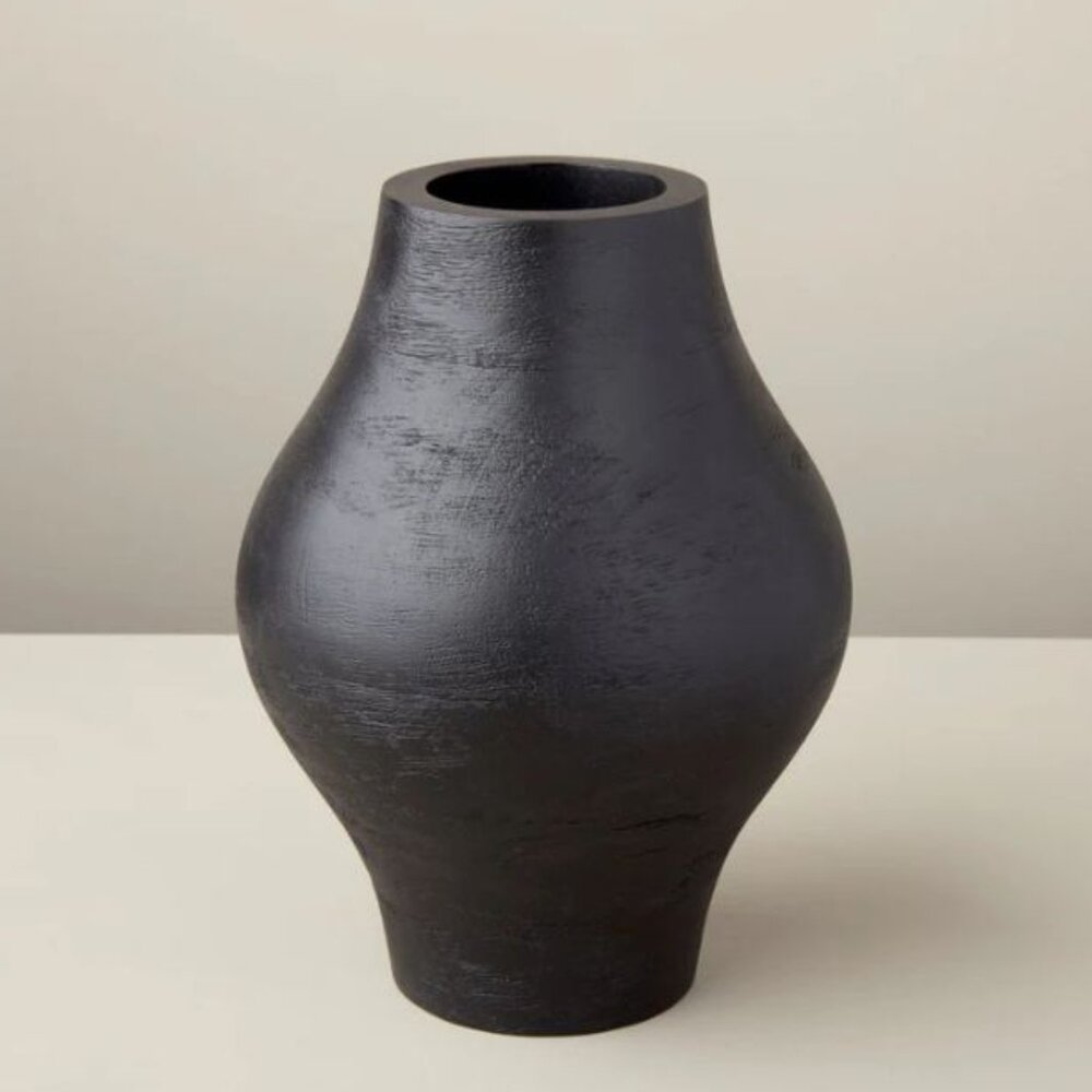 BE HOME Black Mango Tree Wood Arendal Venus Vase NEW $87
